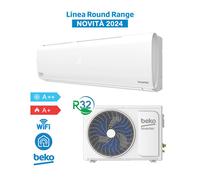 Beko BEHPC120 + BEHPC121 Aire acondicionado 12000btu A++/A+ Novedad 2024, Serie Round Range, WiFi, Inverter R32, Blanco.