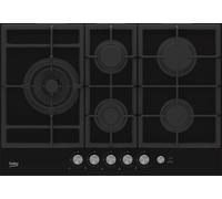 BEKO HILL75235S Cocina A Gas 75CM 4 Fuegos + Wok De Hierro Fundido Cristal Negro