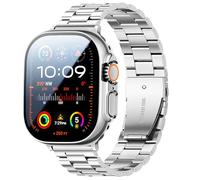 Bekomo Compatible con Apple Watch Band de 49 mm, 46 mm, 44 mm, 45 mm, 42 mm, 40 mm, 38 mm, 41 mm, correas de metal de acero inoxidable XL para iWatch con 2 fundas de pantalla de vidrio templado para