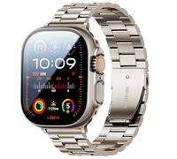 Bekomo Compatible con Apple Watch Band de 49 mm, 46 mm, 44 mm, 45 mm, 42 mm, 40 mm, 38 mm, 41 mm, correas de acero inoxidable para iWatch con 2 fundas de pantalla de vidrio templado para Series 10/9