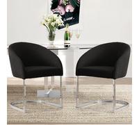 Bekrvio Juego de 2 sillas de comedor de tela de terciopelo con respaldo, sillas de comedor ergonómicas con reposabrazos patas de metal, cómodas sillas de cocina, sillas de comedor, sillones de cóctel