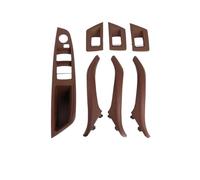 Bekuyu Tirador Puerta Interior Coche Juego 7 Manijas Puerta Interiores Cuero Izquierda Y Derecha Para Serie 5 F10 F11 51417225866(LHD Red)