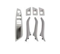 Bekuyu Tirador Puerta Interior Coche Juego 7 Manijas Puerta Interiores Cuero Izquierda Y Derecha Para Serie 5 F10 F11 51417225866(LHD Grey)
