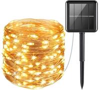 BEL AIR HOME - Guirnalda de Luces Solares 100 LED 10M 3000K para Decorar Terraza, Jardín y Fachada de Casa con Diferentes Modos de Encendido