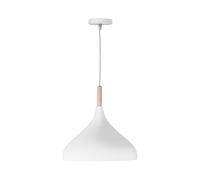 BEL AIR HOME - Lámpara Colgante Baviera - 1xE-27 (BOMBILLA NO INCLUIDA) - Diámetro 30 cm de Metal y Madera - Altura Ajustable (BLANCO)