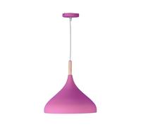 BEL AIR HOME - Lámpara Colgante Baviera 1xE-27 (BOMBILLA NO INCLUIDA) Diámetro 30 cm de Metal y Madera, Altura Ajustable (ROSA)