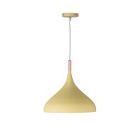 BEL AIR HOME - Lámpara Colgante Baviera 1xE-27 (BOMBILLA NO INCLUIDA) Diámetro 30 cm de Metal y Madera, Altura Ajustable (AMARILLO)