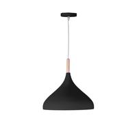 BEL AIR HOME - Lámpara Colgante Baviera - 1xE-27 (BOMBILLA NO INCLUIDA) - Diámetro 30 cm - Metal y Madera - Altura Ajustable (NEGRO)