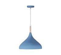 BEL AIR HOME Lámpara Colgante Baviera Azul | Altura Ajustable, 30 cm de Diámetro, Fabricado en Metal y Madera, 1xE27 (BOMBILLA NO INCLUIDA)