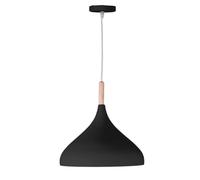 BEL AIR HOME - Lámpara Colgante Baviera - 1xE-27 (BOMBILLA NO INCLUIDA) - Diámetro 30 cm de Metal y Madera - Altura Ajustable (BLANCO)