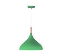 BEL AIR HOME - Lámpara Colgante Baviera - 1xE-27 (BOMBILLA NO INCLUIDA) - Diámetro 30 cm - Metal y Madera - Altura Ajustable (VERDE)