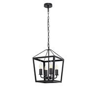 BEL AIR HOME Lámpara colgante NORA 4 luces E-14 metal negro, diseño moderno para comedor, salón, dormitorio o sala de estar, incluye material de montaje