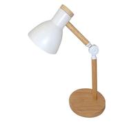 BEL AIR HOME | Lámpara de escritorio TEACHER | Blanco, madera y metal, altura 47cm, acabado mate | Casquillo E27, diseño moderno, fácil instalación | Iluminación focalizada para estudio y oficina