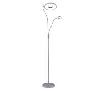 BEL AIR HOME - Lámpara de Pie GENOVA - 179CM Alto LED 28W+7W Dimmer Brazo de Lectura Orientable Luz Ajustable 3000K 4000K 6500K Diseño Moderno Eficiencia Energética (PLATA)