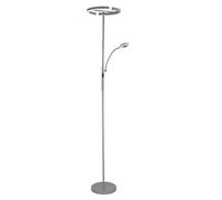 BEL AIR HOME | Lámpara de pie IRIS | Plata, metal, 175 cm alto, LED 20W+7W, dimmer, brazo de lectura orientable | Luz regulable, diseño moderno, eficiencia energética para salón y lectura