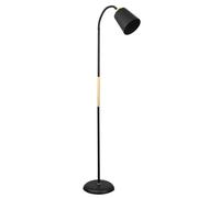 BEL AIR HOME - Lámpara de Pie SWEDEN - Metal Madera Altura 150cm Acabado Mate Brazo Orientable Portalámparas E27 Iluminación Escandinava para Salón y Lectura (NEGRO)