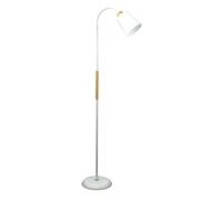 BEL AIR HOME - Pie de Salón SWEDEN - 1xE27 - diseño nórdico - brazo orientable y detalles en madera - lámpara de lectura y comedores, portalámparas E-27 (BLANCO)