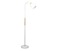 BEL AIR HOME - Pie de Salón SWEDEN - 1xE27 - diseño nórdico - brazo orientable y detalles en madera - lámpara de lectura y comedores, portalámparas E-27 (BLANCO)