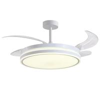 BEL AIR HOME Ventilador de Techo ATENAS Blanco Mini | Motor DC Silencioso, Luz LED 24W 3 Temperaturas de Color, Aspas Retráctiles, Mando a Distancia, Modo Invierno, Diseño Moderno