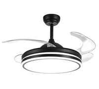 BEL AIR HOME - Ventilador de Techo - Motor DC y Aspas Desplegables - Luz Led 36W (3000K, 4000K, 6500K) - Mando a Distancia Incluido (NEGRO)