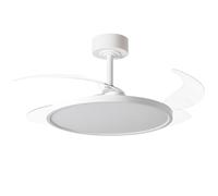 BEL AIR HOME Ventilador de techo SLIM blanco, motor DC silencioso, luz LED 36W regulable 3000K-6500K, aspas retráctiles, mando a distancia, función verano/invierno, metal