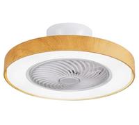BEL AIR HOME - Ventilador Plafón CATHAY Motor DC Con Luz LED 72W Mando a Distancia, Rejilla Giratoria Eficiente Ventilación de 4 Velocidades para Verano y Plafón LED para Invierno (Blanco/madera)