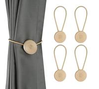 BEL AVENIR Alzapaños magnéticos para cortinas, elegantes soportes de cortina para cortinas al aire libre (dorado, paquete de 4)