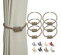 BEL AVENIR Alzapaños magnéticos para cortinas, modernos alzapaños tejidos con exquisito nudo, soportes para cortinas para decoración del hogar (lino, paquete de 6)