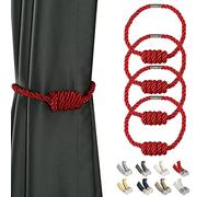 BEL AVENIR Alzapaños magnéticos para cortinas, modernos alzapaños tejidos con exquisito nudo, soportes para cortinas para decoración del hogar (rojo, paquete de 4)