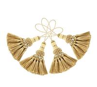 BEL Avenir Paquete De 4 Borlas De Poliéster Elegantes Hechas A Mano Borlas Coloridas para Correas De Llavero Accesorios Decorativos DIY(Dorado)