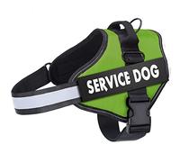 Belababy Arnés suave sin tirones para perro, chaleco ajustable de servicio de asistencia con hebilla de seguridad, arnés reflectante transpirable para entrenamiento al aire libre (verde)