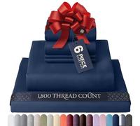 BELADOR Juego de sábanas de lujo tamaño Queen, sábanas de 6 piezas con 2 fundas de almohada, sábanas de bolsillo de 16 pulgadas de profundidad, microfibra suave, azul marino, para todas las estaciones