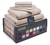 BELADOR Juego de sbanas dobles, suaves y sedosas, sbanas de lujo de 4 piezas para cama doble, sbanas de bolsillo profundo con ajuste seguro, s