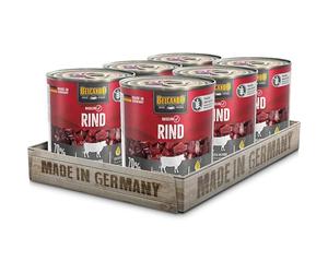 BELCANDO Baseline Comida húmeda para perros, vacuno, 6 latas de 800 g, 70% de carne para perros adultos, comida húmeda sin cereales, fabricado en Alemania