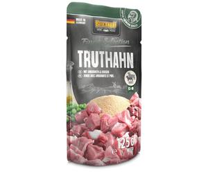 Belcando Finest Selection Pavo con Amaranto y Guisantes | 12 x 125 g | Alimento húmedo para Perros Adultos | Jugosa Carne de Pavo cocida Suavemente en Bolsas de porciones