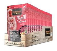 Belcando Leonardo Feline Pouch Ternera Legumbres Caja 16X85Gr 1360 g | Tiernos bocados de ternera y verduras, sin cereales. Bolsas frescura para gatos adultos, comida completa sabrosa.