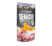 BELCANDO Menú de carne senior [12 x 125 g con ternera y pollo] | Comida húmeda para perros mayores | Comida húmeda completa en bolsa de porciones individuales para personas mayores de 7 años