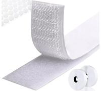 Belcro Adhesivo de Doble Cara Fuerte - Kit Rollo Gancho + Rollo Bucle + 50 Puntos Redondos - Ideal para Mosquiteras, Manualidades, Hogar y Oficina - HOMENATUR (20mm x 20m, Blanco)