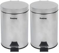 Beldray, acero inoxidable Cubo de basura redondo con pedal y tapa de cierre BeldrayLA038098SS, 3 litros (Paquete de 2)