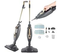 Beldray BEL01732TTVDE Titanium 14 en 1 Fregona limpiadora a vapor - Vapor de mano versátil, 350 ml, bisagra flexible, limpiador de ventanas, boquillas adicionales y almohadillas de fregona, 1300 W