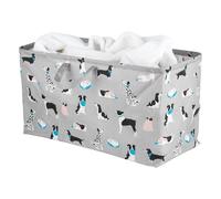 Beldray Cesto de ropa sucia de 40 l, asas de transporte laterales, cesta cuadrada para ropa, estampado de perro, contenedor plegable para ropa seca y húmeda, cesta de lavado ligera, ahorro de espacio
