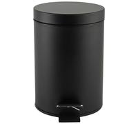 Beldray cubo de baño con pedal 3 L - papelera pequeña redonda de acero inoxidable, tapa de cierre suave, cubo interior extraíble, ideal para baño, dormitorio u oficina, negro