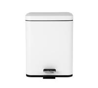 Beldray Cubo de basura de doble compartimento, 5 litros, doble separación, cubo de basura rectangular, cubos interiores extraíbles, apto para dormitorios y baños, función de pedal de pie, blanco