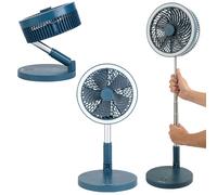 Beldray® EH3413B Cordless Foldable 3 in 1 Cooling Fan | LED Ring Light | 9 W | Rechargeable Battery | 3 Speed Settings & Natural Wind Mode | Use as Desk, Pedestal or Wall Fan | Blue