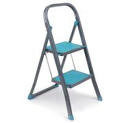 Beldray LA023957TQ Escalera Doméstica Plegable 2 Peldaños, 80 cm, 2.5 m Alto, Antideslizante, Aleación De Acero, para Bricolaje, Reformas y Usos General, Compacta, Ligera, Portátil, Gris, Talla Única