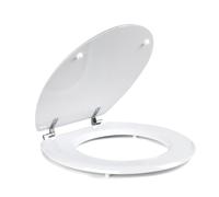 Beldray LA032355 Asiento De Inodoro Con Medidas De 360 x 418 mm, De Máxima Comodidad, Fácil De Limpiar, Asiento De Tocador De Madera, Decoración Del Baño Resistente A La Humedad, MDF Blanco