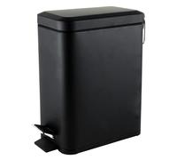 Beldray LA041173BLKFEU7 Bathroom Pedal Bin - Rectangular suave cierre miembro Rubbish Bin, cocina/dormitorio/oficina residuos, 5 L capacidad extraíble cubo interior, diseño delgado, mango de