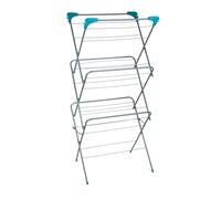 Beldray LA050397 Tendedero De Ropa Extensible con 3 Niveles, Incluye Cuatro Alas Laterales para La Ropa Y Perchas, con Capacidad MAX. 15kg, Ocupa Poco Espacio, Compacto Y Delgado, Turquesa/Gris