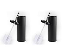 Beldray LA059451BLKFEU7 - Juego de Cepillo de Limpieza para Inodoro con cerdas rígidas, Soporte de higiene con Tapa Delgada para un fácil Almacenamiento, Negro, estándar (Paquete de 2)