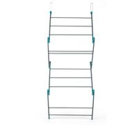 Beldray LA081117EU7 Tendedero De Ropa Colgante para Puerta, 10 Barras De Secado, Plegable, Diseño Compacto, Capacidad Máx. 4 kg, Hecho De Acero Resistente, 50 x 23,5 x 140 cm, Gris/Turquesa